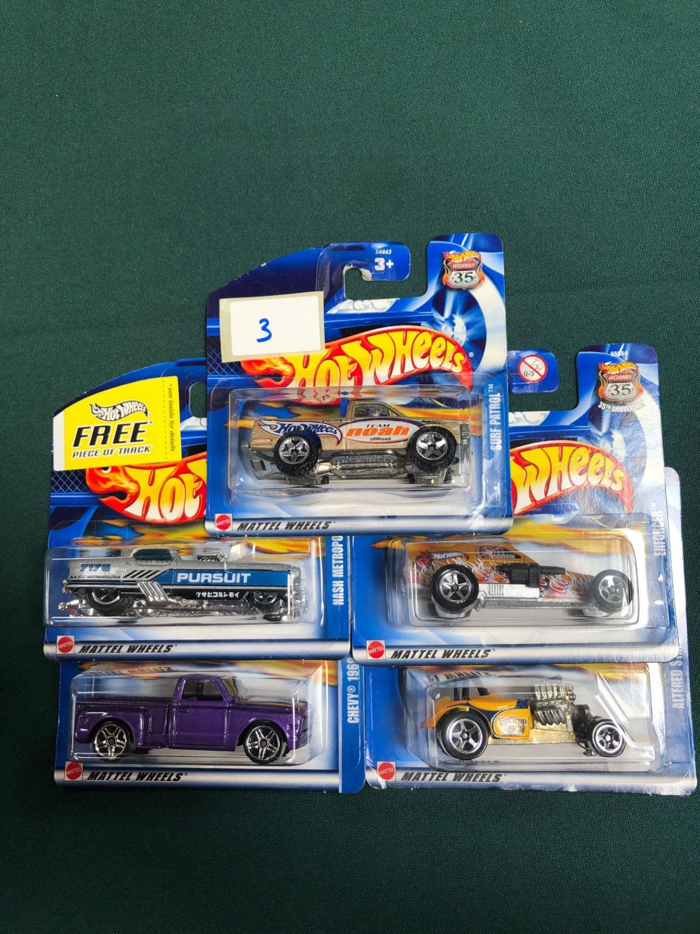 5x Hot Wheels Highway 35 Diecast Vehicles - On Unopened Card, Comprising Of; Enforcer, Altered