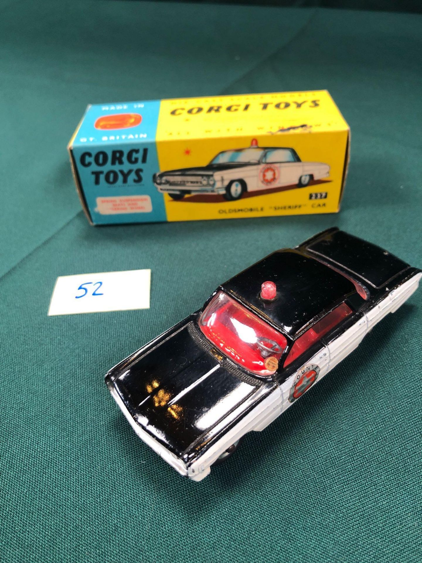 Excellent Corgi Toys Diecast #237 Oldsmobile Shower Car In Excellent Box (Model Has Inbox Rub And