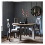 Cookham Round Extending Dining Table Grey A butterfly leaf table extending to 1550mm seating up to 6