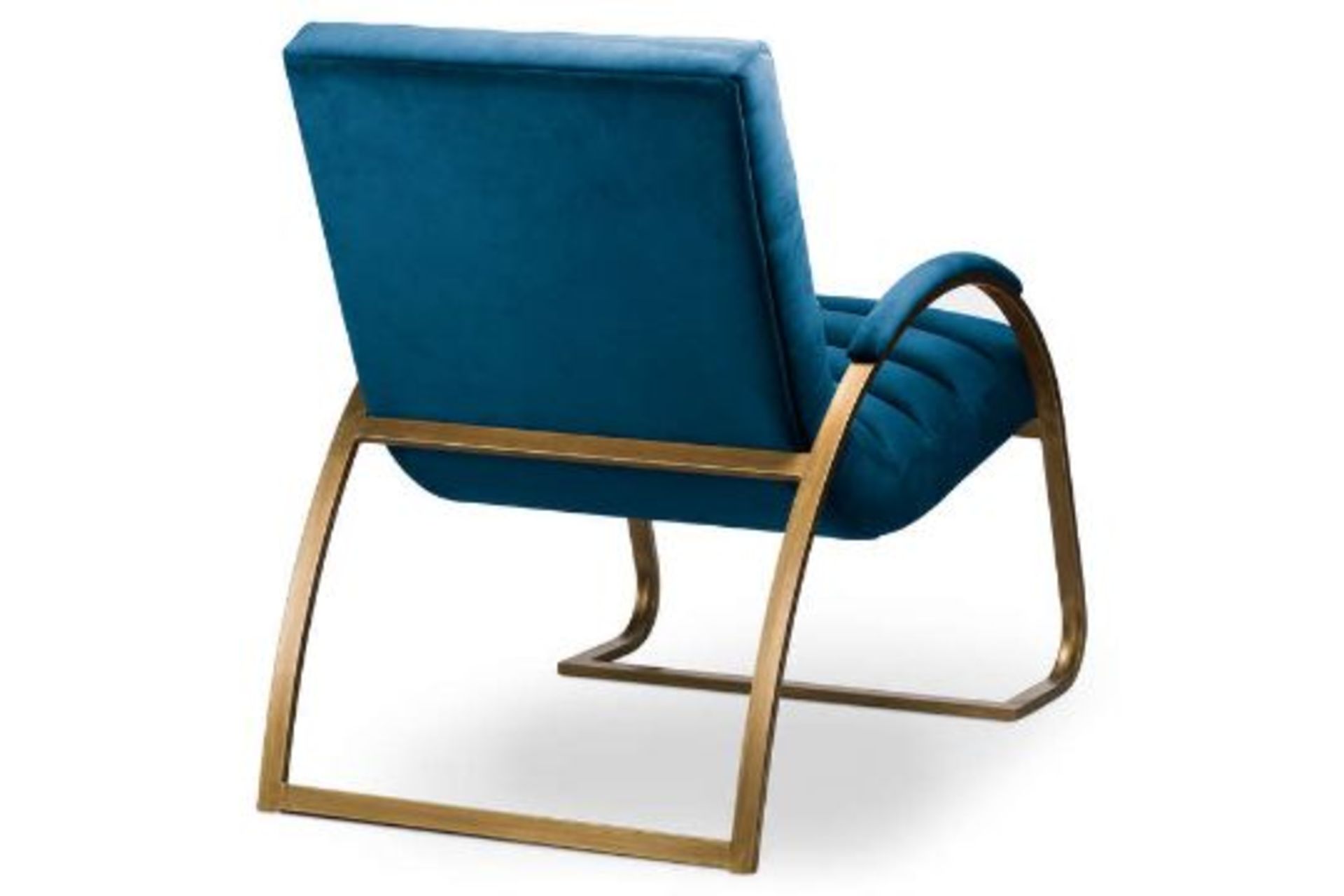 Arc Chair Oxford Navy Blue Velvet and Brass Ribbed Ark Chair curate a stylish yet comfortable - Image 2 of 3