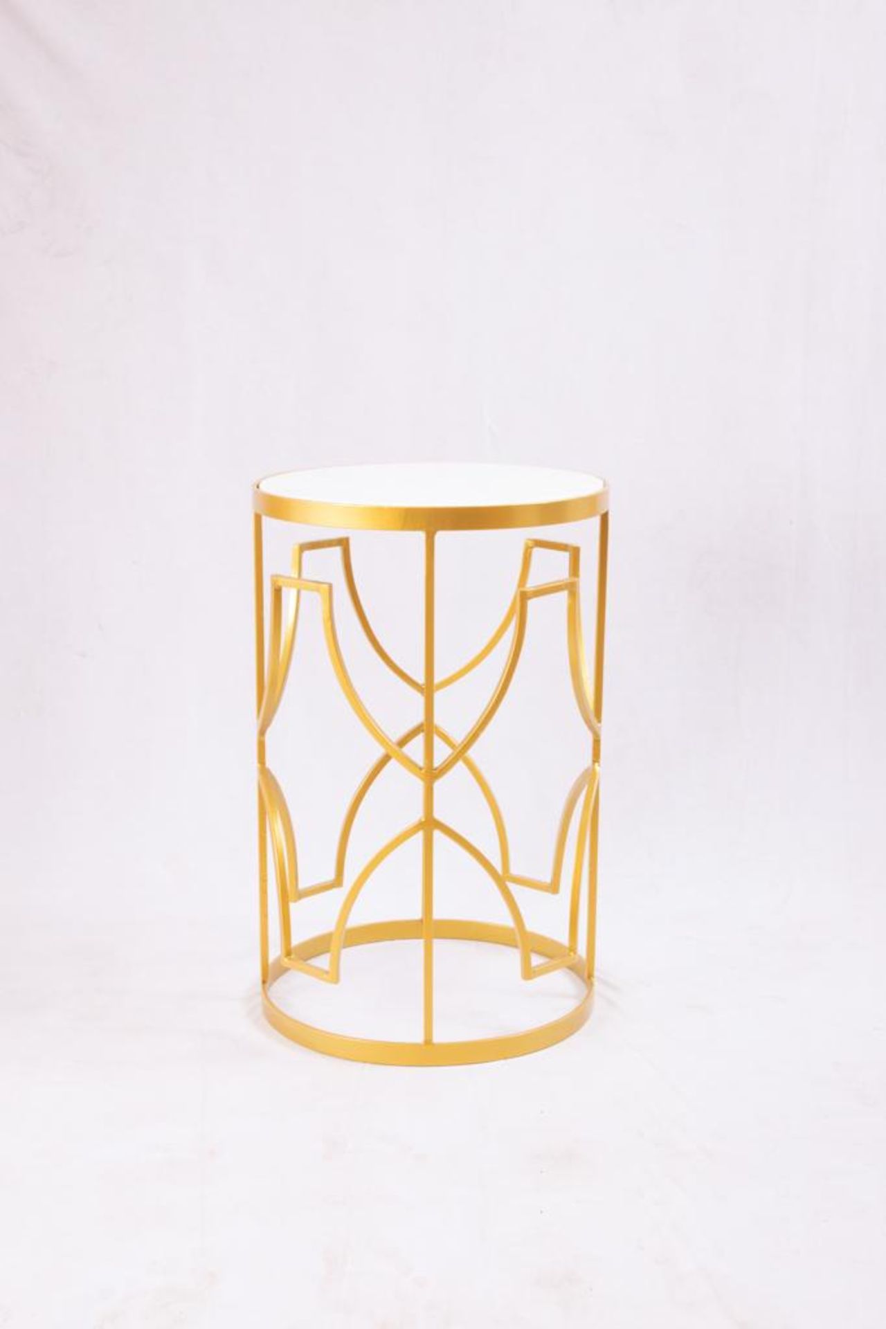 A gorgeous side table finished in a bright gold coating and a stunning white marble top. Style type: - Image 2 of 2