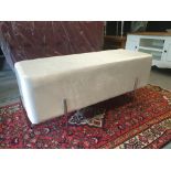 Constance ivory white sumptuous ivory white upholstered bench on stainless steel legs this