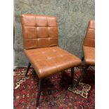 A set of 4 x Barca dinging chairs Brown With cushioned and tufted upholstery, four round and tapered