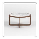 Athena Walnut and Italian Marble Circular Cocktail Table Practical And Versatile It Looks In Perfect