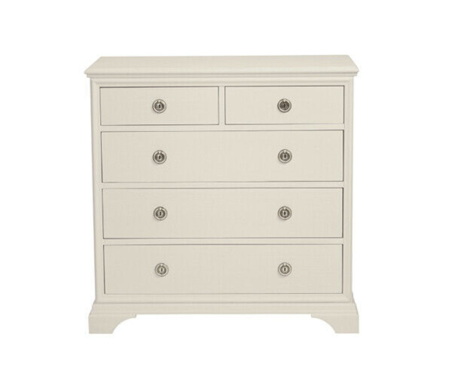 Laura Ashley Gabrielle White 3+2 Drawer Chest boasting classic French design with a hand brushed,