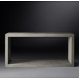 Cela Grey Shagreen Console 48 Table Crafted Of Shagreen Embossed Leather With The Texture Pattern