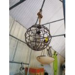 Antique Rust caged lighting pendant with single bulb light 62 x 62cm