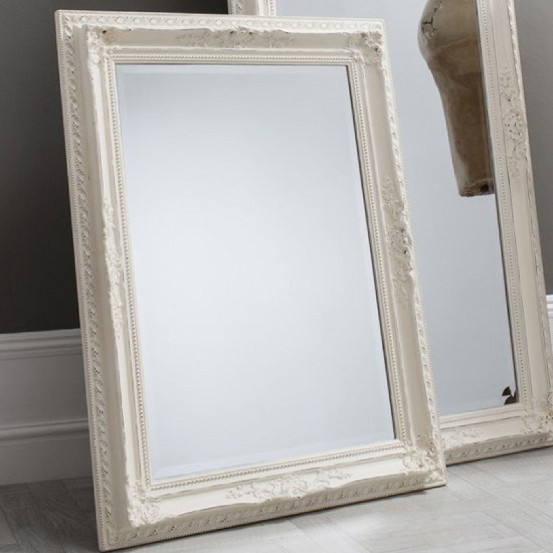 Buckingham Mirror Vintage White Traditional baroque framed mirror with a beautifully painted antique