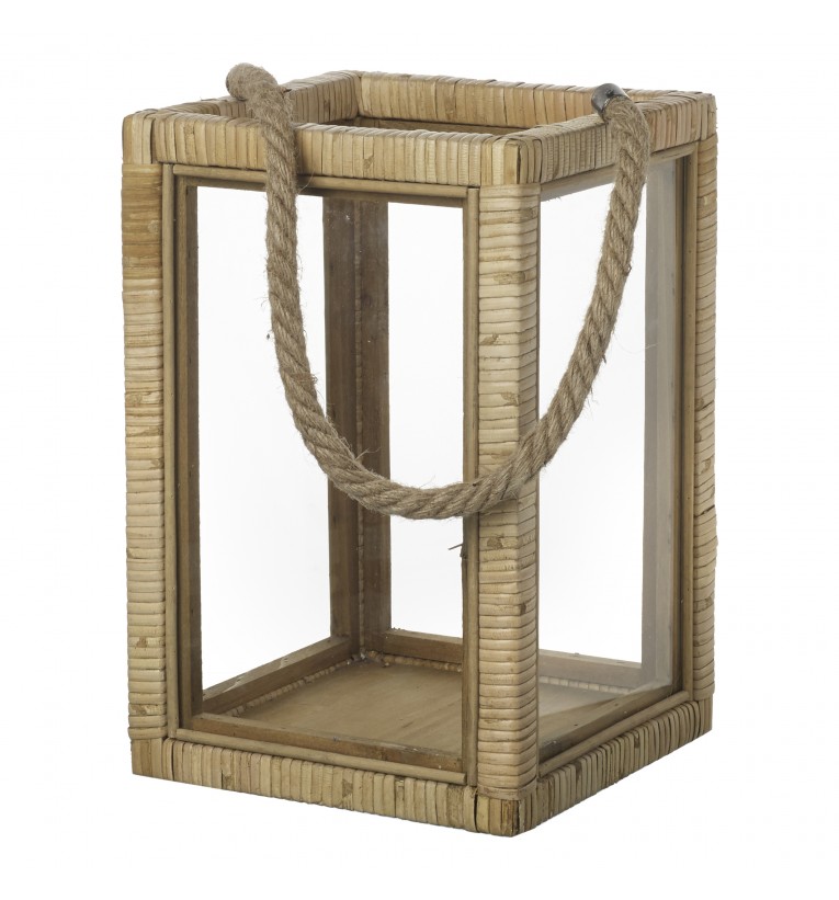 Zula Lantern Natural Bamboo & Glass 330x230mm (5011745891537)