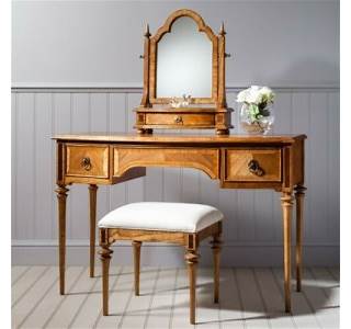 Spire Dressing Table Crafted from Mindy Ash solid wood, features blonde European walnut and American