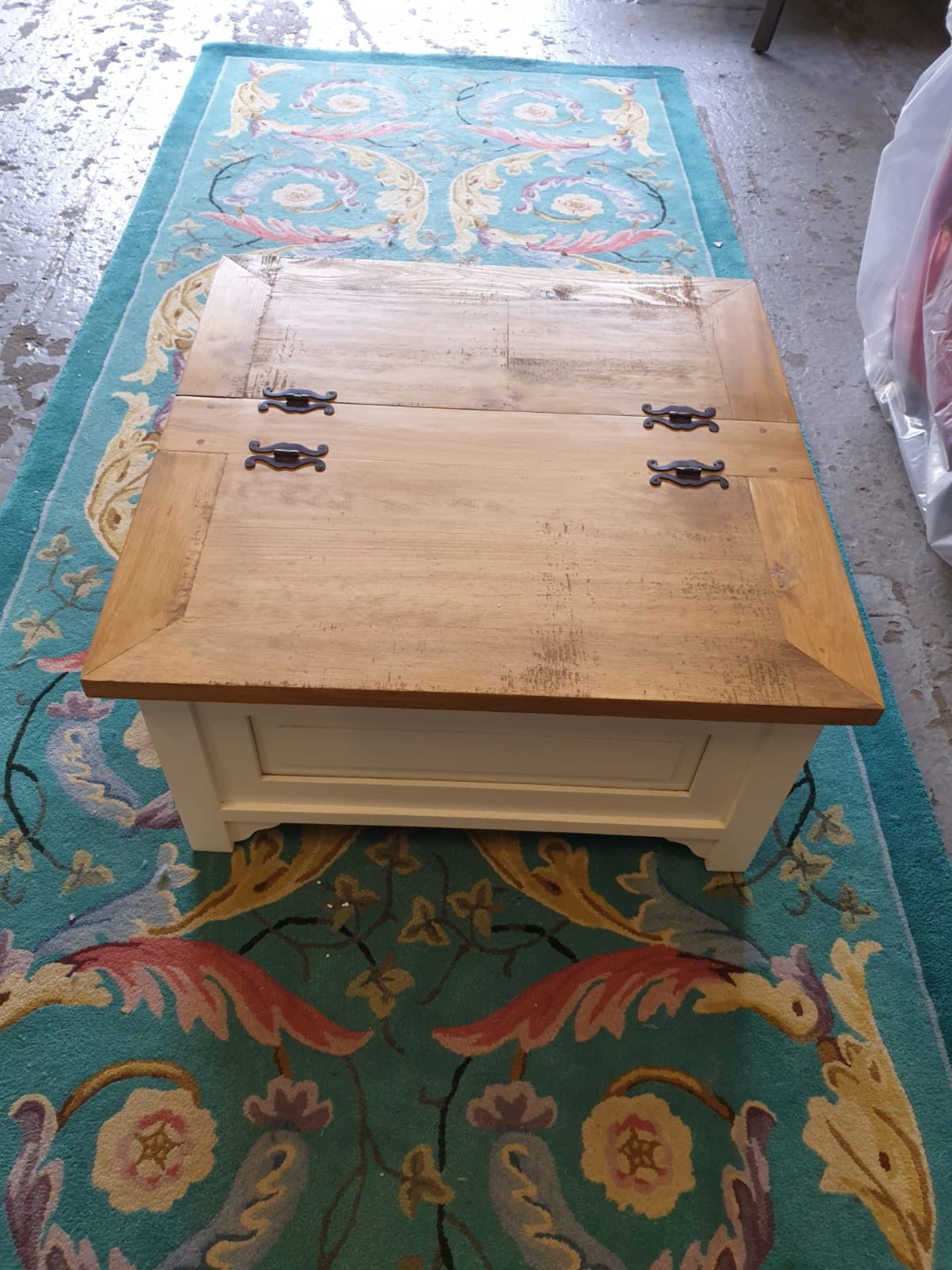 Square French Trunk Coffee Table Antique White Pretty and practical, our Lille Storage Trunk