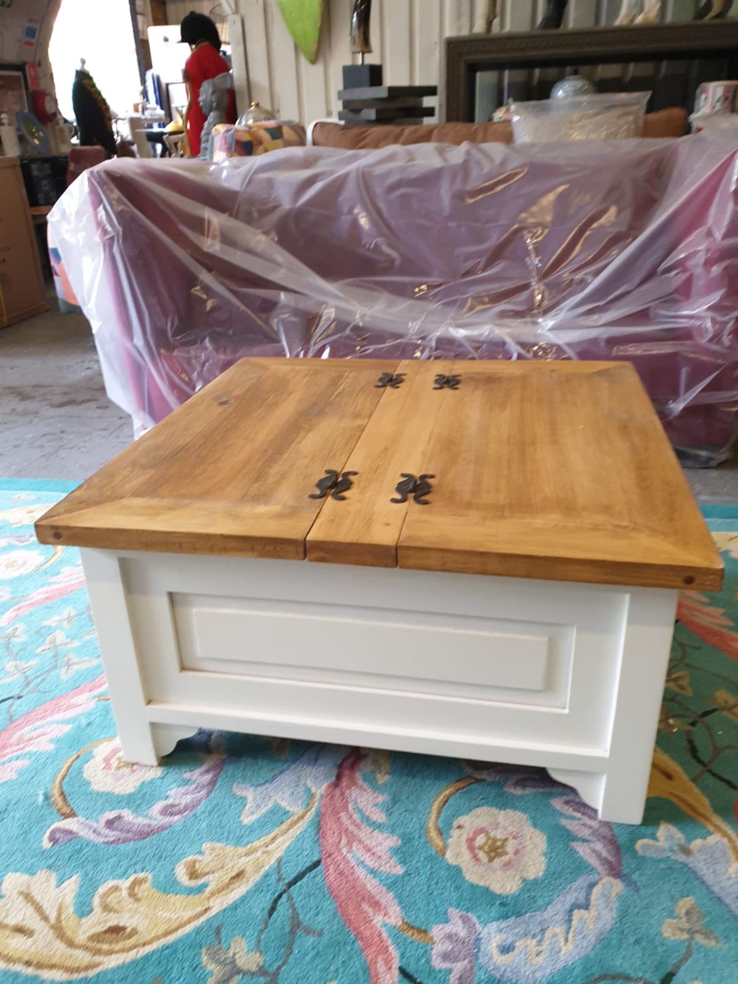 Square French Trunk Coffee Table Antique White Pretty and practical, our Lille Storage Trunk - Image 3 of 3