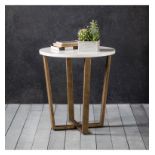 Cleo Side Table Marble A contemporary round side table featuring Spanish volkas marble in white with
