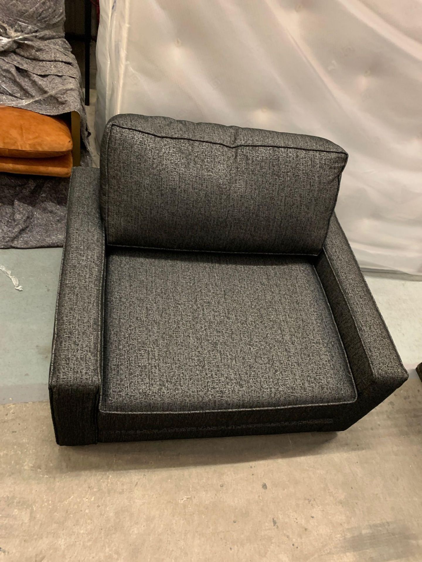 Black Linen Armchair Sofa Bed - Image 2 of 4