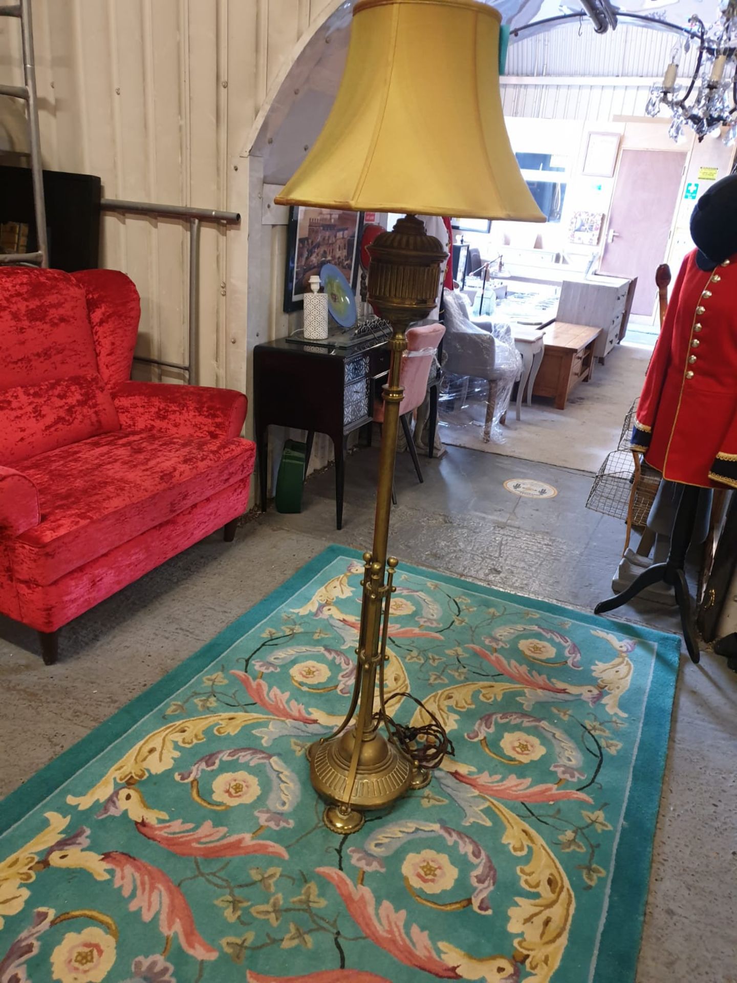 Brass Floor Lamp With Shade 175cm Tall - Image 2 of 2