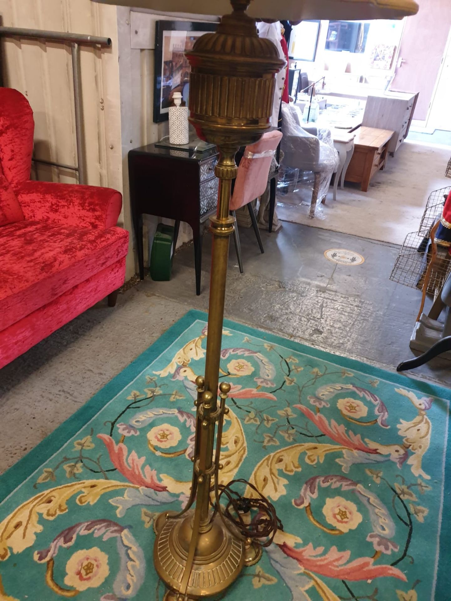 Brass Floor Lamp With Shade 175cm Tall