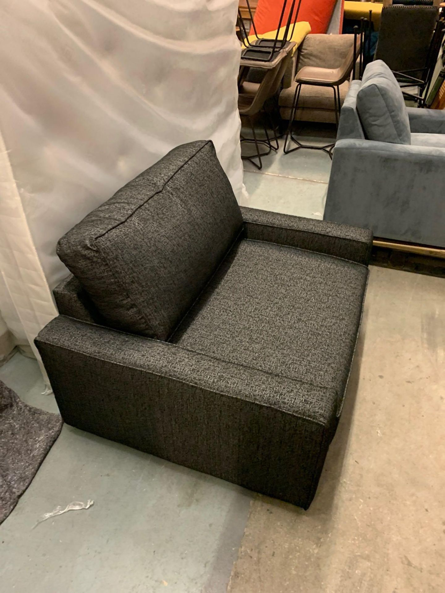 Black Linen Armchair Sofa Bed - Image 4 of 4