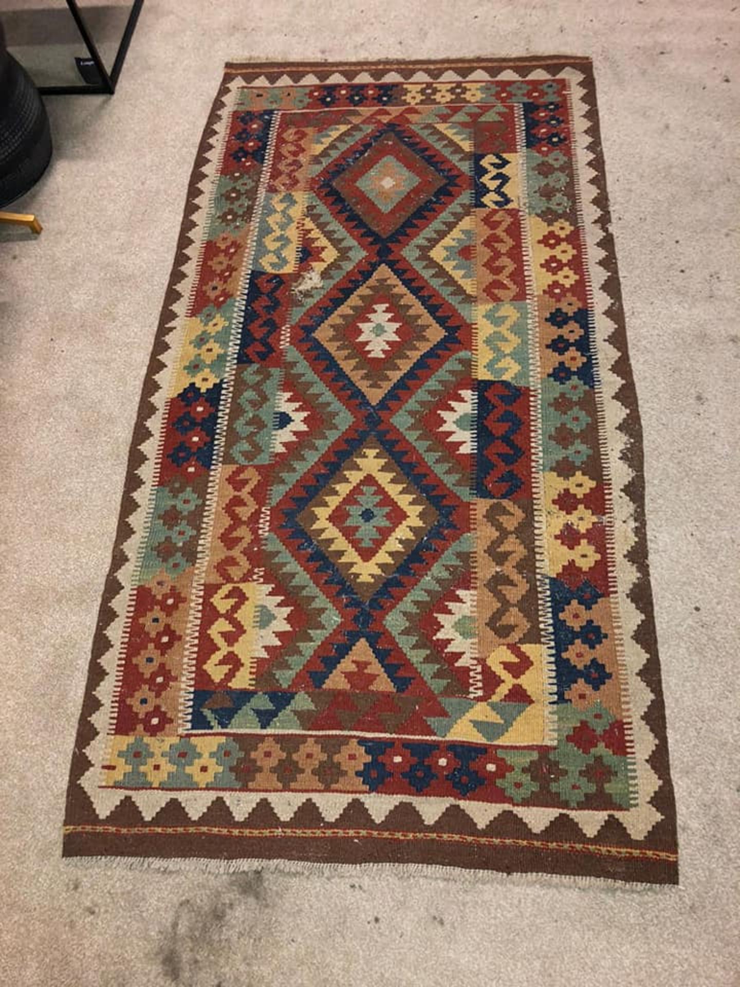 A Vintage Afghani Woven Galmori Rug 100% Short Wool Pile Handmade 180 X 100cm Complete With
