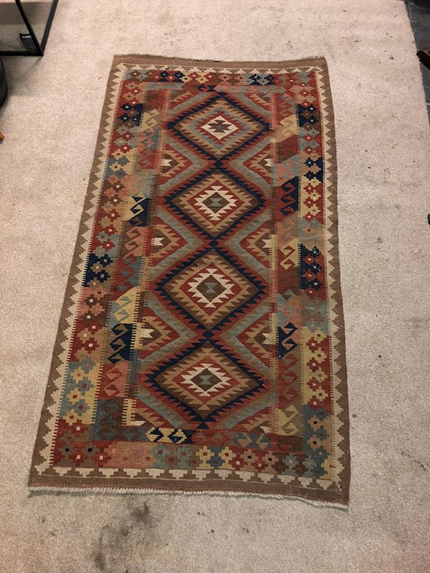 A Vintage Afghani Woven Galmori Rug 100% Short Wool Pile Handmade 180 X 100cm Complete With - Image 5 of 5