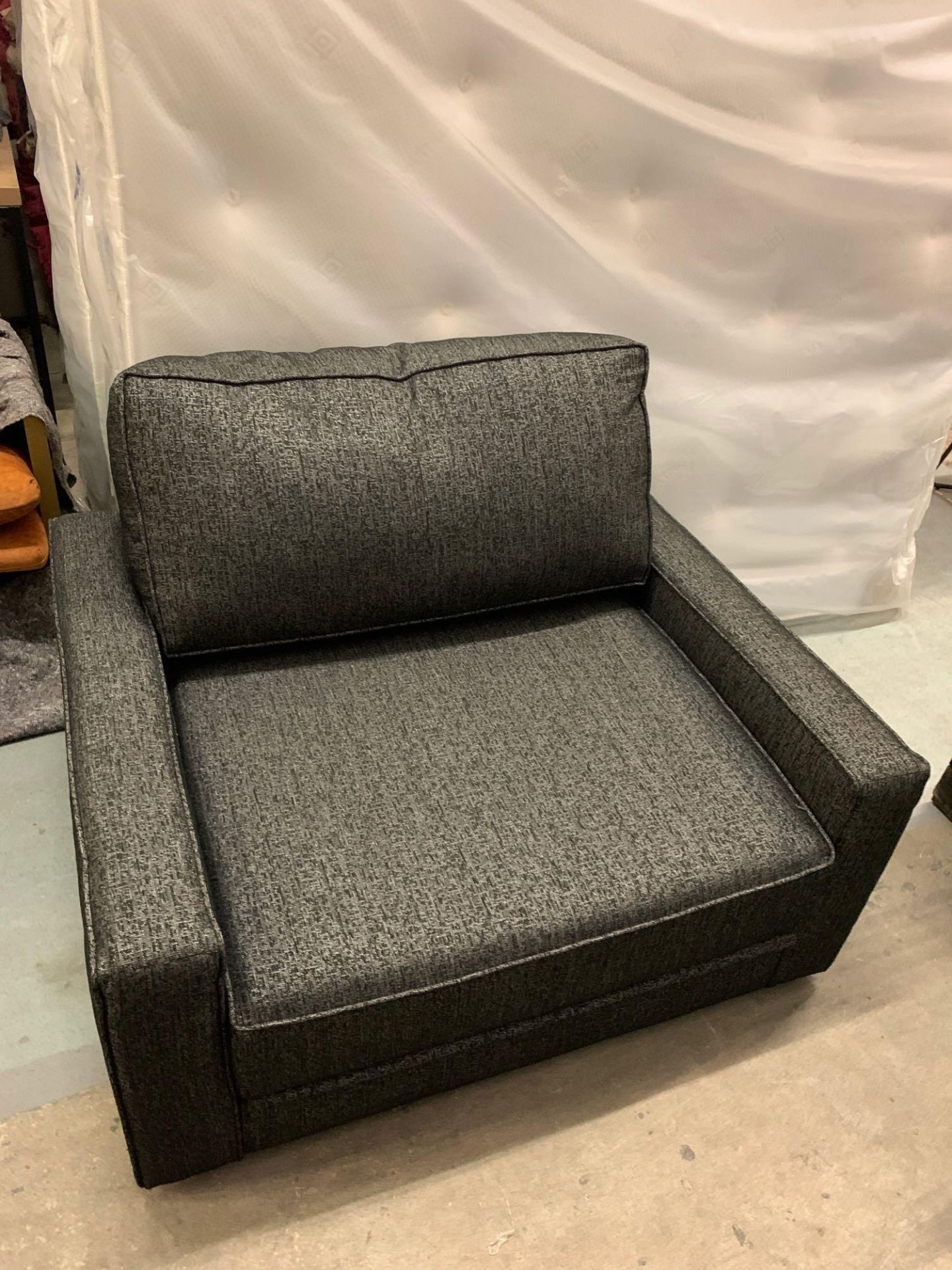 Black Linen Armchair Sofa Bed - Image 3 of 4