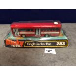 Dinky #283Single Decker Bus Metallic Red Mint In Bubble Packaging (Some Storage Crushing) 1971-1978