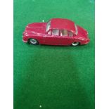 Dinky #195 Jaguar 3.4 Litre MKII Maroon Cream Interior Good Condition Without Box 1960-1965