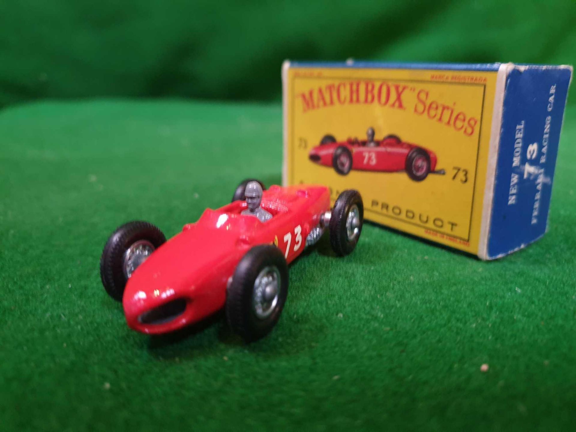 Matchbox #73b Ferrari F1 Red - Wire Wheels And Black Tyres. Grey Driver Racing No 72 Mint In Rare - Image 2 of 3