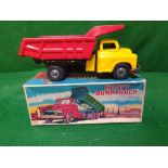 Tin Plate Friction Heavy Dump Truck With Oriignal Box Appears To Be Circa 1950 / 1960s