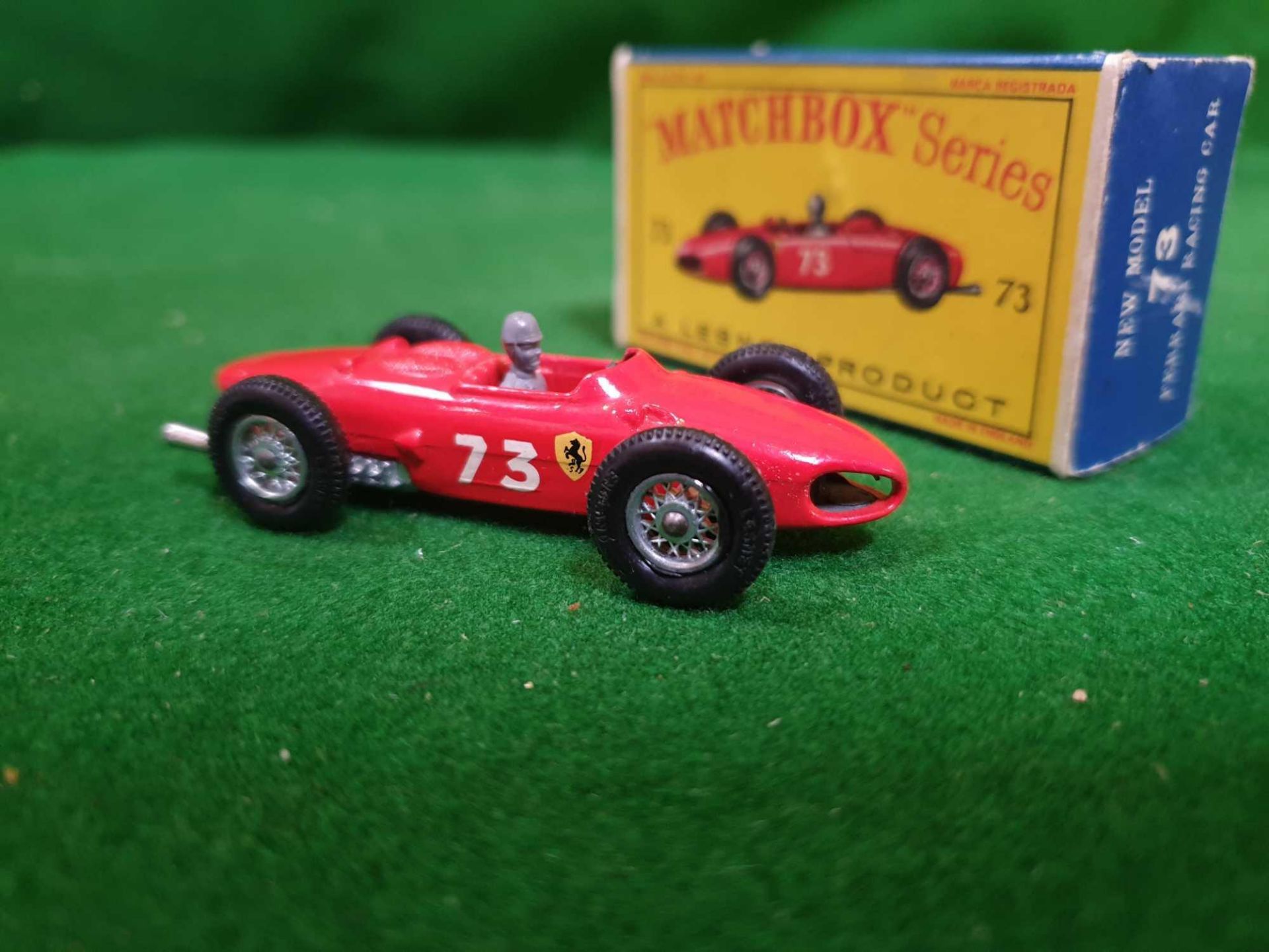 Matchbox #73b Ferrari F1 Red - Wire Wheels And Black Tyres. Grey Driver Racing No 72 Mint In Rare - Image 3 of 3