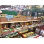 Hand Built Wooden Model Of A Dodge City Western Town 920 x 200 x 150 Complete With 14x W Britains