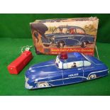 Welsotoys #141 Remote Control Battery Operated Police Car Lithograph Tin Plate Welsotoys 141