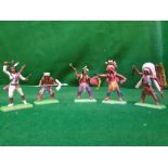 5 X W Britains 1971 Deetail Indian Figures Circa 1971