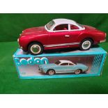 Vintage Tin Toy Friction Car Karmann Ghia Sedan Red MF743 China Original Box