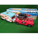 Mister P Rare #M17 Mini Cooper With Caravan Battery Operated Made In Greece Plastic Toy In Great