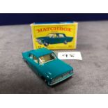 Matchbox Lesney #33b Ford Zephyr III In Green, White Interior And Black Plastic Wheels Mint Model In