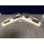 4 X Various Diecast Vintage Car Models In K H Norton Leicester Display Cases