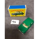 Matchbox Lesney #64 MG 1100 In Green With Cream Interior Superfast Wheels. White Seat, Driver And