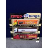 3x Lledo Cargo King Diecast Trucks Comprising Of; Cargo Kings Mr Kipling Articulated Truck , Lledo