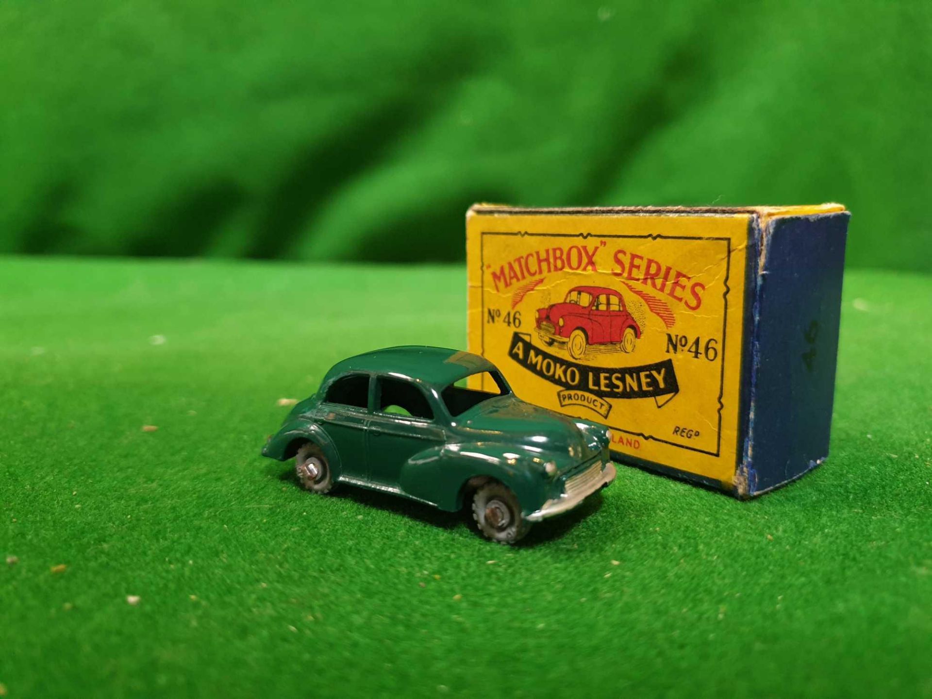 Matchbox Moko Lesney #46a Morris Minor 1000 Green Mint Model Very Good Box 1958-1960 - Image 3 of 3