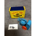 Matchbox Moko Lesney #3a Cement Mixer Blue/Orange - Orange metal wheels Mint in a crisp  type box