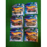 6 X Hot Wheels Carded New Comprising Of Anime Jaguar E Type 2003 #071 Anime Old Aurora 2003 #073