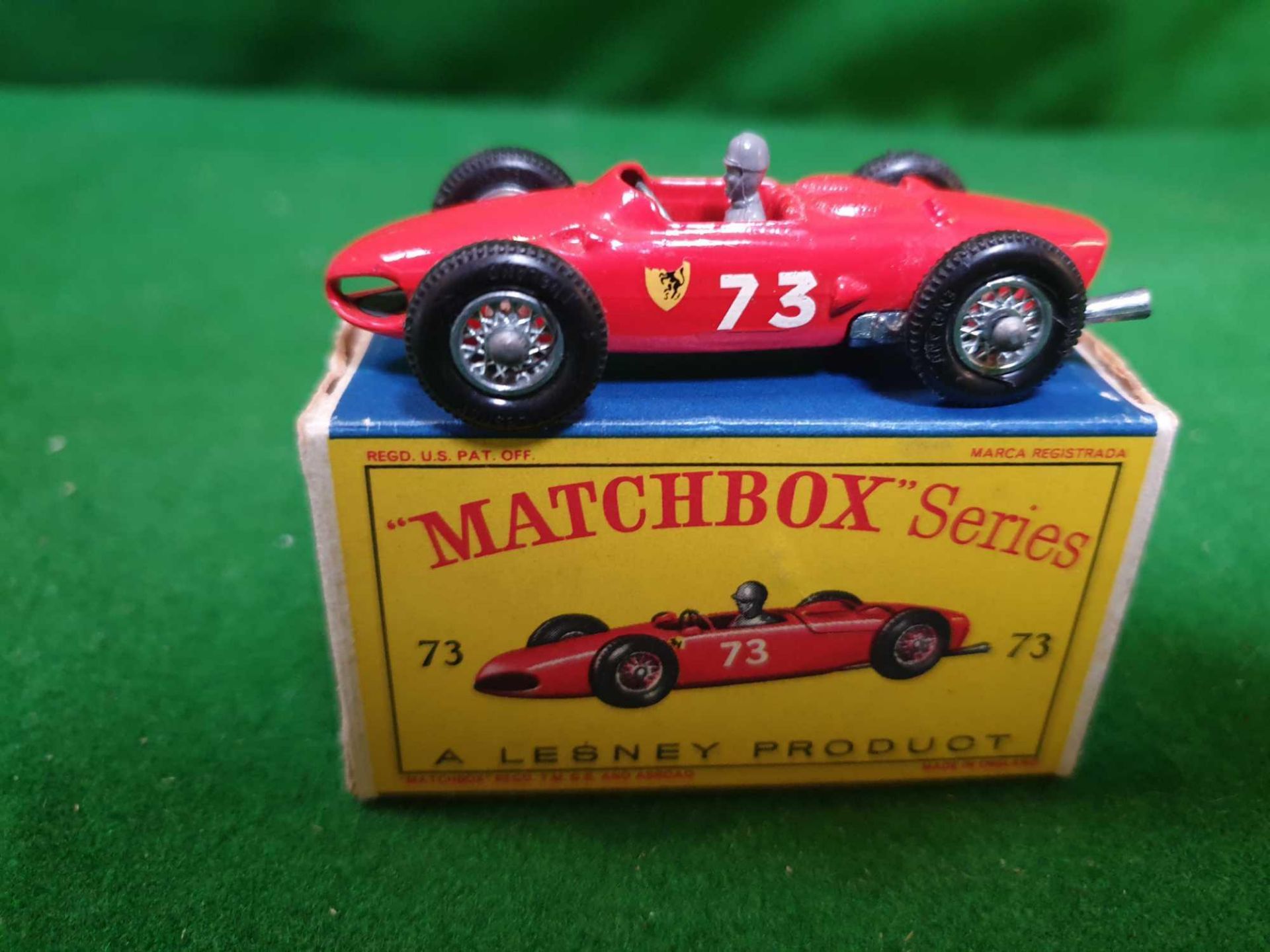 Matchbox #73b Ferrari F1 Red - Wire Wheels And Black Tyres. Grey Driver Racing No 72 Mint In Rare