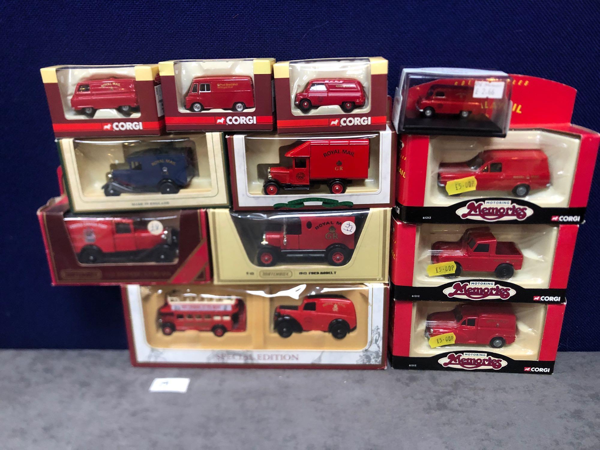 11x Diecast Individual Royal Mail Vehicles And 1x Set All In Boxes