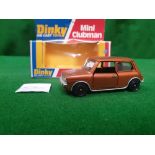 Dinky #178 Mini Clubman Bronze (Card Box) - Black Interior And Speed Wheels Early Card Box mint