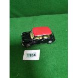 Corgi #249 Morris Mini Cooper In Black With A Red Roof And Lemon Interior Very Good Model Unboxed