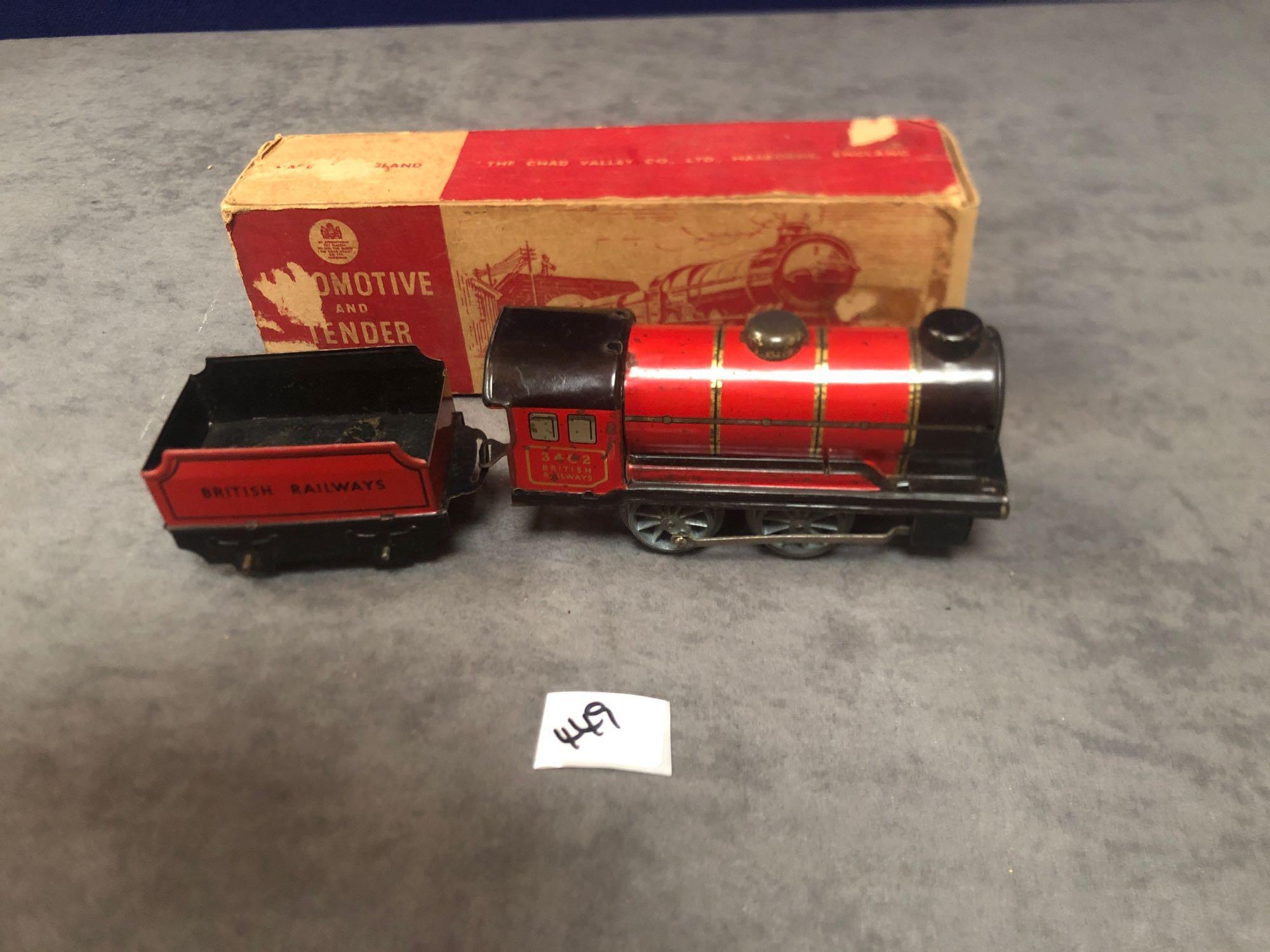 Chad Valley #3402 Clockwork Locomotive And Tender '0' Gauge In Box