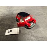 Dinky Mini In Red With A Black And White Interior Unboxed nr mint, roof marked, has a good shine