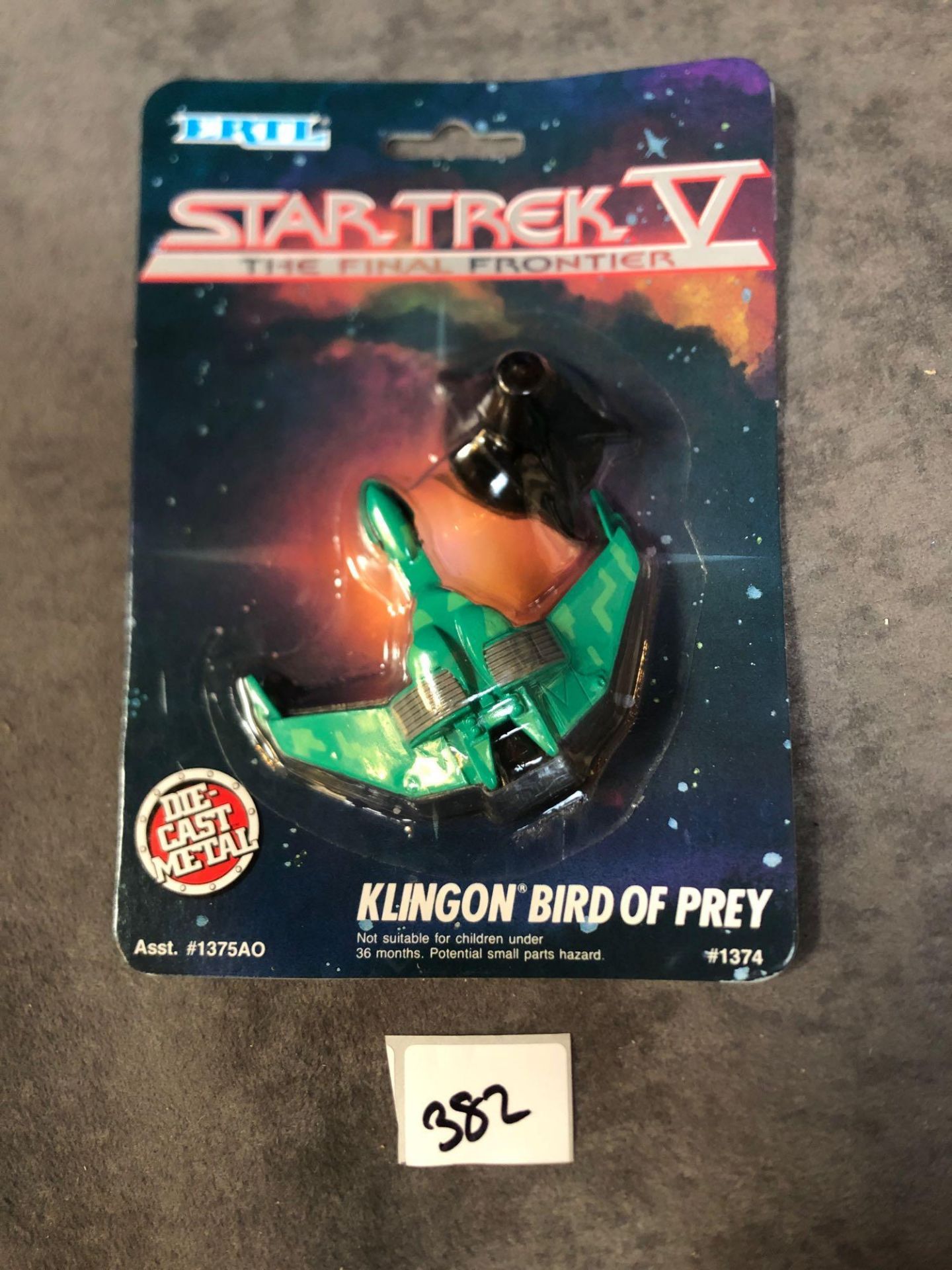 ERTL #1374 Star Trek V The Final Frontier Klingon Bird Of Prey Diecast Model On Bubble card