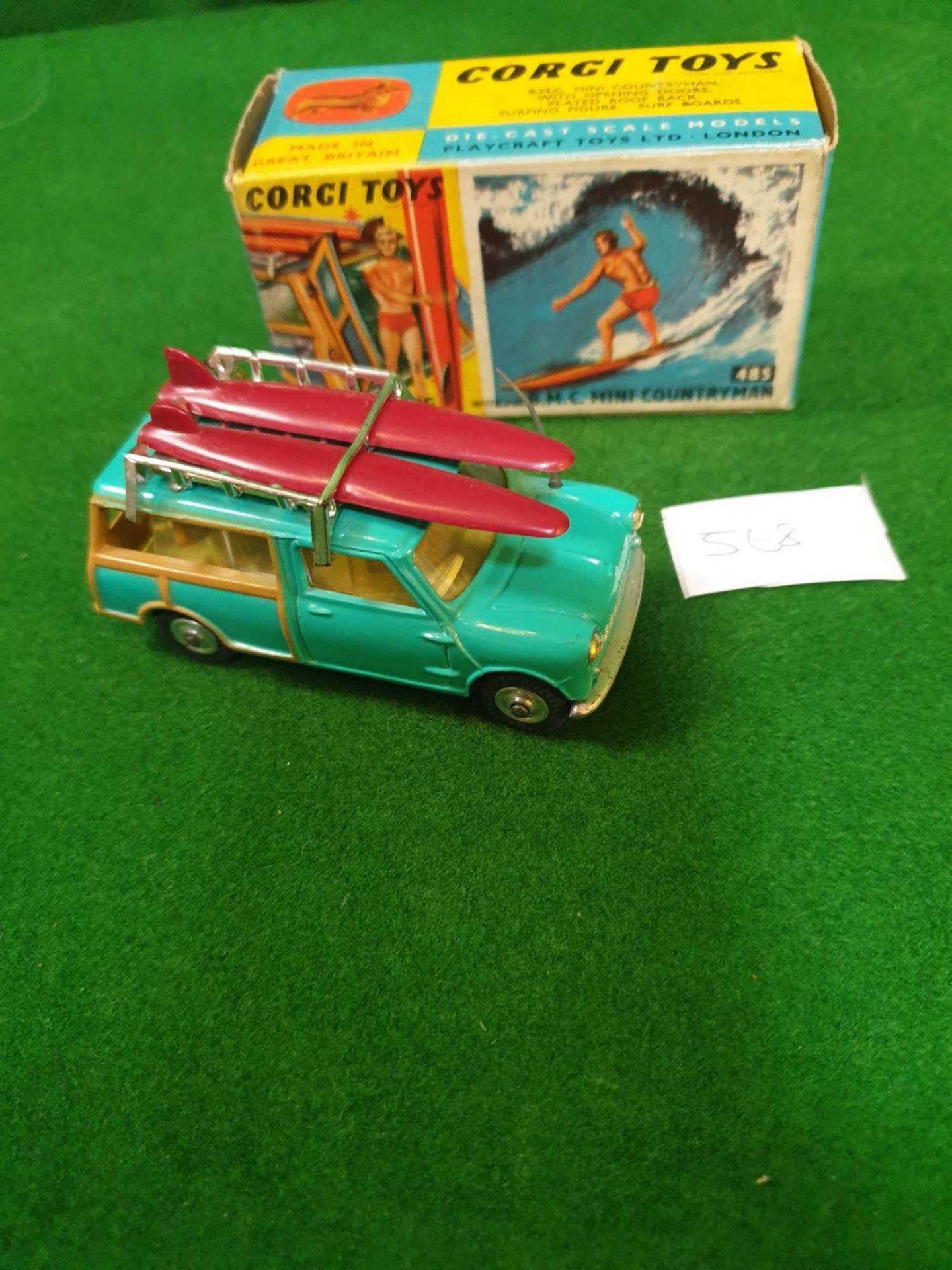 Corgi #485 Surfing With BMC Mini Countryman Comes With Surfer, Two Boards Excellent Model Mint Crisp - Image 2 of 3