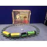 Chad Valley Vintage Clockwork Train Set And Lines In Original Box Circa 1930s